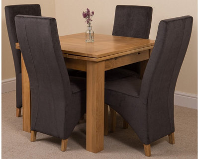 That's Furniture Richmond 90Cm - 150Cm Square Oak Extending Dining Table And 4 Chairs Dining Set With Lola Black Fabric Chairs - image 1