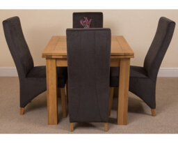 That's Furniture Richmond 90Cm - 150Cm Square Oak Extending Dining Table And 4 Chairs Dining Set With Lola Black Fabric Chairs - thumbnail 2