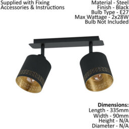 Elegant Black And Gold Flush Ceiling Light With E27 Bulb Socket - thumbnail 2