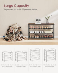 Songmics Shoe Storage Rack 4 Tier, Slim Shoe Shelf Organizer, With 3 Fabric Shelves And Top Area For Bags,  Rustic Brown And Black - thumbnail 5