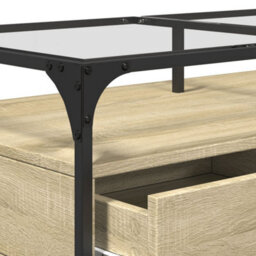 Berkfield Coffee Table With Glass Top Sonoma Oak 98.5X50X45 Cm Steel - thumbnail 8