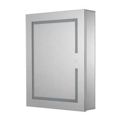 Croydex Hang 'n' Lock Vandalia Gloss Wall-Mounted Illuminated Mirrored Bathroom Cabinet (W)610mm (H)760mm - image 1