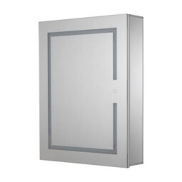 Croydex Hang 'n' Lock Vandalia Gloss Wall-Mounted Illuminated Mirrored Bathroom Cabinet (W)610mm (H)760mm - thumbnail 1