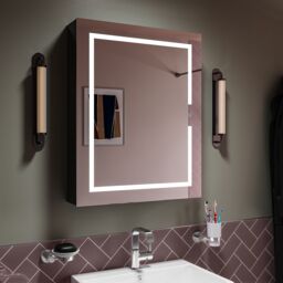 Croydex Hang 'n' Lock Vandalia Gloss Wall-Mounted Illuminated Mirrored Bathroom Cabinet (W)610mm (H)760mm - thumbnail 2