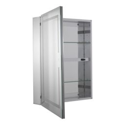 Croydex Hang 'n' Lock Vandalia Gloss Wall-Mounted Illuminated Mirrored Bathroom Cabinet (W)610mm (H)760mm - thumbnail 6