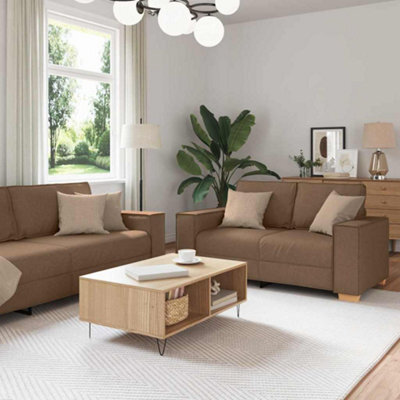 Vidaxl Sofa Set With Cushion 3 Pcs Brown 220 X 78 X 84 Cm Fabric - image 1