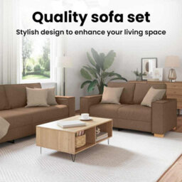 Vidaxl Sofa Set With Cushion 3 Pcs Brown 220 X 78 X 84 Cm Fabric - thumbnail 9