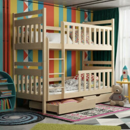 Monika Bunk Bed With Flex Slats 2 Drawers Safety Rails Reversible Ladder Converts To Two Single Beds 80X180 Pine - thumbnail 2