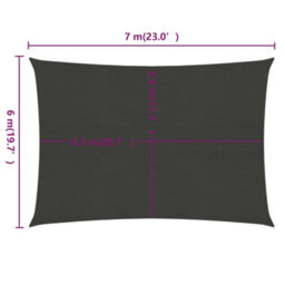 Berkfield Sunshade Sail 160 G/m2 Anthracite 6X7 M Hdpe - thumbnail 6