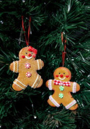 Shatchi Christmas Tree Hanging Decorations Traditional Gingerbread Cookie Couple Man & Lady - thumbnail 1