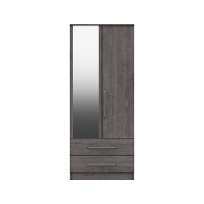 Rochester 2 Door Combi Robe With Mirror - Dark Grey Oak On Express Delivery And Ready Assembled - image 1