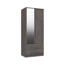 Rochester 2 Door Combi Robe With Mirror - Dark Grey Oak On Express Delivery And Ready Assembled - thumbnail 2