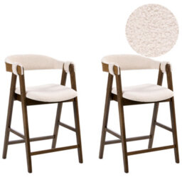 Beliani Set Of 2 Bar Chairs Day Boucle Brown/ Light Beige - thumbnail 1
