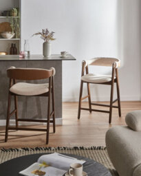Beliani Set Of 2 Bar Chairs Day Boucle Brown/ Light Beige - thumbnail 2