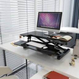 Loops 71Cm Height Adjustable Sit Stand Desk Converter With Twin Monitor Mount - thumbnail 7