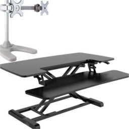 Loops 71Cm Height Adjustable Sit Stand Desk Converter With Twin Monitor Mount - thumbnail 1