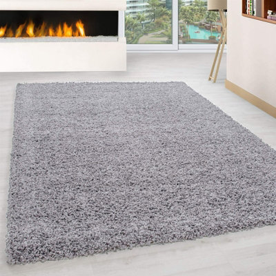 Wadan 80X150Cm Silver Shaggy Rug - Rectangular Soft Touch Thick Pile Modern Area Rug - Rugs For Living & Bedroom Non Shedding - image 1