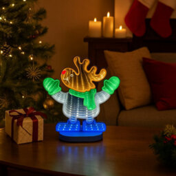 HSD Christmas Reindeer 3D Infinity Led Window Light - 111 Leds Usb Powered 1M Wire Indoor Decoration W19.5Xh23 Cm Ip20 - thumbnail 3