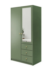 Arte Elegant Bottle Green Siena Ii D2 Wardrobe 100Cm - Stylish Storage With Mirror Highlight - thumbnail 1
