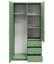 Arte Elegant Bottle Green Siena Ii D2 Wardrobe 100Cm - Stylish Storage With Mirror Highlight - thumbnail 2
