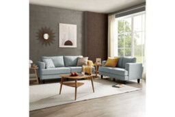 Home Detail Dale 3 Seater Sofa, Pale Blue Linen Fabric - thumbnail 2