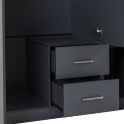 Seconique Dakota 3 Door 2 Drawer Mirrored Wardrobe - Dark Grey - thumbnail 7