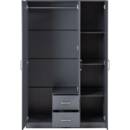 Seconique Dakota 3 Door 2 Drawer Mirrored Wardrobe - Dark Grey - thumbnail 4