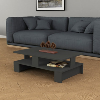 Decortie Mansu Modern Low Coffee Table 80Cm Multipurpose Anthracite Grey Living Room H 27.5Cm - image 1