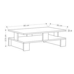 Decortie Mansu Modern Low Coffee Table 80Cm Multipurpose Anthracite Grey Living Room H 27.5Cm - thumbnail 3