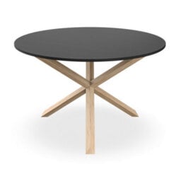 More4Homes Malvern Round Dining Table And Chairs -  Black Table Top W Solid Oak Legs + Nova Velvet Dining Chair Set Of 6 (Black) - thumbnail 3