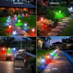 Cuqoo Solar Garden Stake Lights 10 Pack Colour Changing Led Weatherproof Stainless Steel Solar Lights For Outdoor Pathway Lighting - thumbnail 7