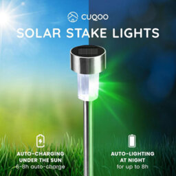 Cuqoo Solar Garden Stake Lights 10 Pack Colour Changing Led Weatherproof Stainless Steel Solar Lights For Outdoor Pathway Lighting - thumbnail 2