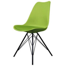 Fusion Living Soho Green Plastic Dining Chair With Black Metal Legs