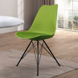 Fusion Living Soho Green Plastic Dining Chair With Black Metal Legs - thumbnail 2