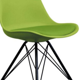 Fusion Living Soho Green Plastic Dining Chair With Black Metal Legs - thumbnail 3