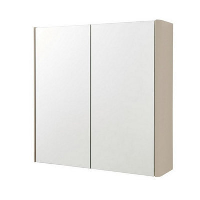 Clifton 2-Door Mirror Bathroom Cabinet 600mm H X 600mm W - Cashmere - (Arch) - image 1