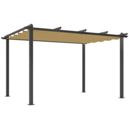 Matteo 3X4M Aluminium Pergola With Retractable Khaki Roof - Stylish Garden Shade & Outdoor Living - thumbnail 1