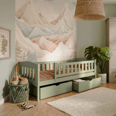 Arte Olive Wooden Single Bed Gucio With Storage W198Cm - Modern Bed With Nature-Inspired Storage - image 1
