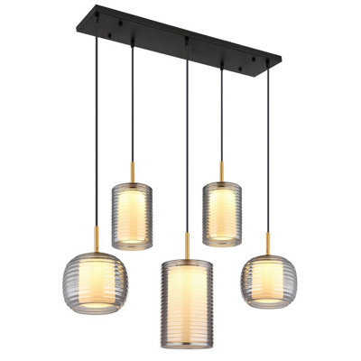 Luminosa Lighting Luminosa Lampigna Cluster Pendant Ceiling Light Matt Black Opal Glass Shade Led 3000K - image 1