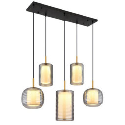 Luminosa Lighting Luminosa Lampigna Cluster Pendant Ceiling Light Matt Black Opal Glass Shade Led 3000K