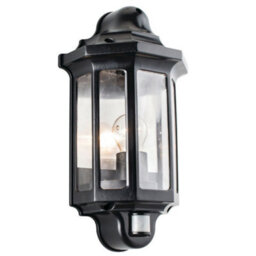 Ip44 Outdoor Wall Light Satin Black Pir Half Lantern Traditional Dimmable Porch - thumbnail 3