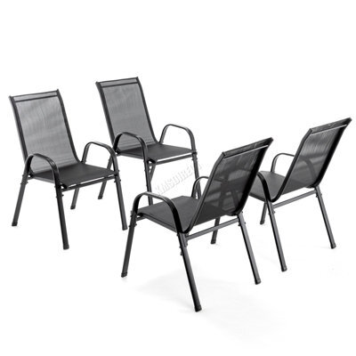 Birchtree Garden Chairs Set Of 4 Stackable Garden Furniture Deck Dining Chair Black - image 1