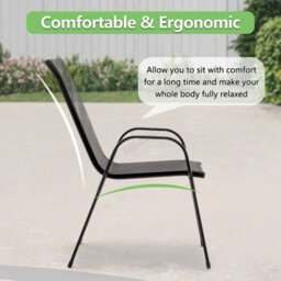 Birchtree Garden Chairs Set Of 4 Stackable Garden Furniture Deck Dining Chair Black - thumbnail 4