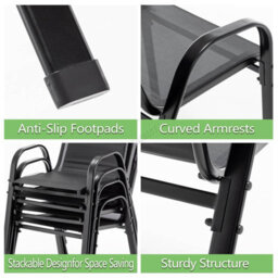 Birchtree Garden Chairs Set Of 4 Stackable Garden Furniture Deck Dining Chair Black - thumbnail 5