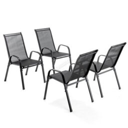 Birchtree Garden Chairs Set Of 4 Stackable Garden Furniture Deck Dining Chair Black