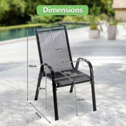 Birchtree Garden Chairs Set Of 4 Stackable Garden Furniture Deck Dining Chair Black - thumbnail 7