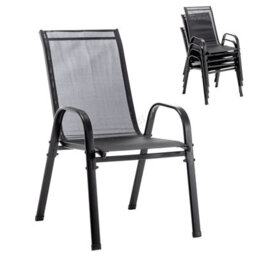 Birchtree Garden Chairs Set Of 4 Stackable Garden Furniture Deck Dining Chair Black - thumbnail 8
