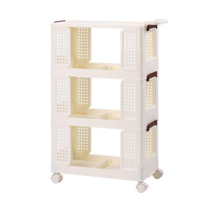 Living And Home 3 Tiers Foldable Kitchen Bathroom Storage Shelf Slim Trolley Cart - image 1