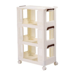 Living And Home 3 Tiers Foldable Kitchen Bathroom Storage Shelf Slim Trolley Cart - thumbnail 2