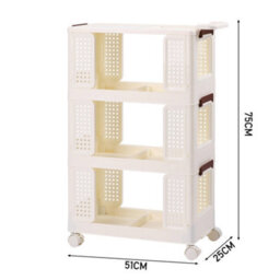 Living And Home 3 Tiers Foldable Kitchen Bathroom Storage Shelf Slim Trolley Cart - thumbnail 6